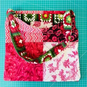 NEW Homemade Vibrant Patchwork Shoulder Bag with thick fleece lining